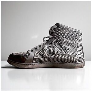 Gucci Satin Crystal Embellished Coda High Top Sneakers. Black. Size 10US